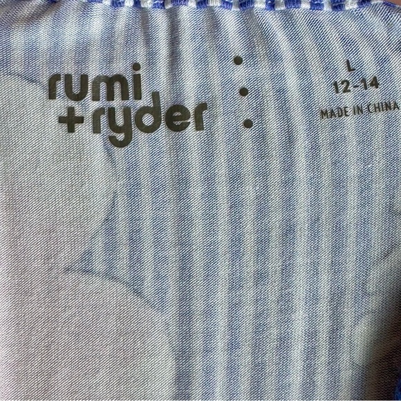 Rumi + Ryder Girls Maxi Dress Blue Stripe Floral Print Spaghetti Strap Size L - Picture 4 of 10